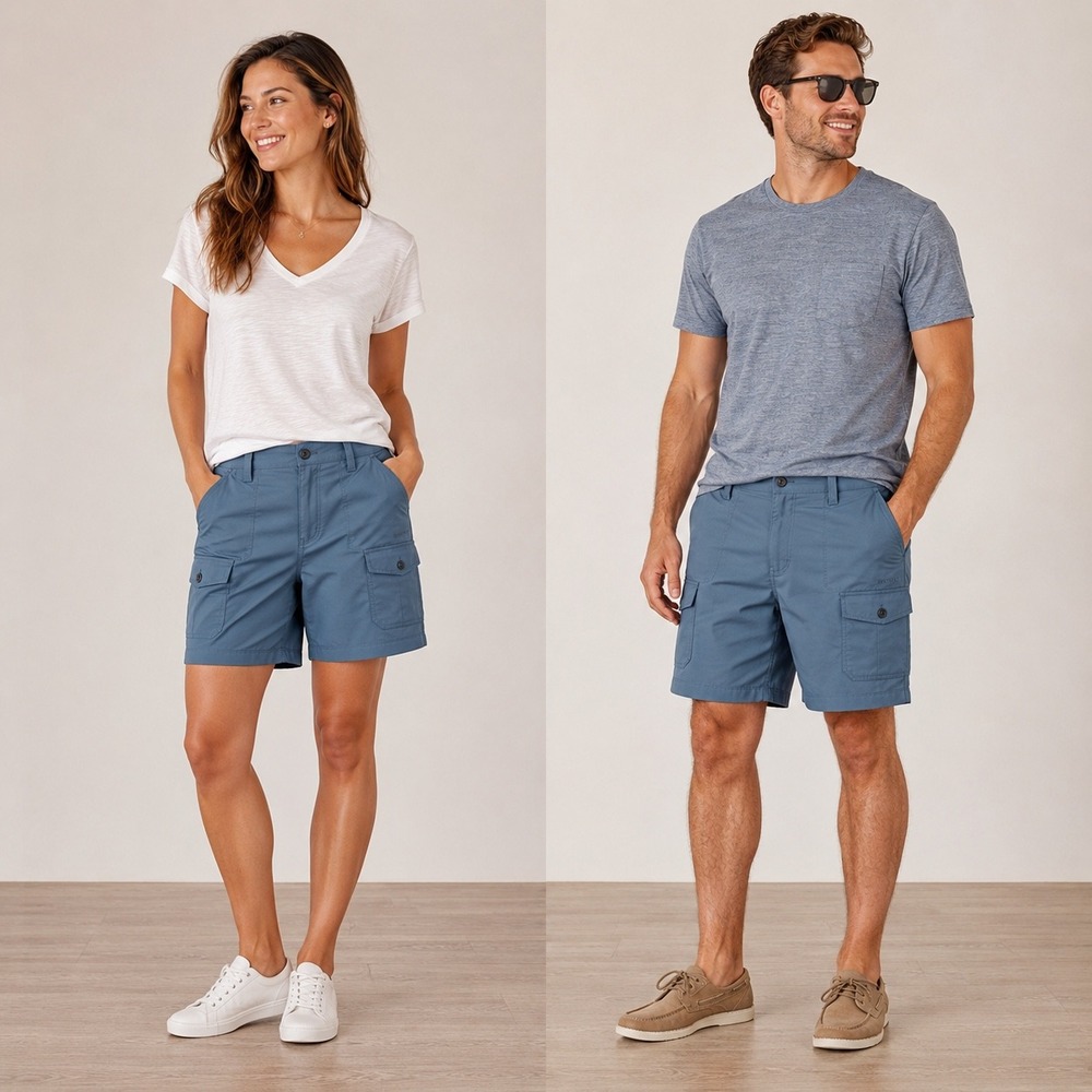 Sportif USA Coastal Blue Stretch Cargo Shorts | Travel |Outdoor Utility | Unisex